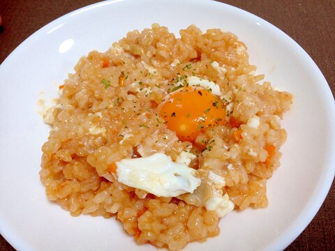 チキンライスで☆半熟卵のチキンリゾット